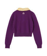 Merino Wool Knit Cropped Cardigan-Marine Serre-Forget-me-nots Online Store