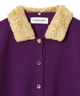 Merino Wool Knit Cropped Cardigan-Marine Serre-Forget-me-nots Online Store