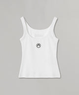Moon Logo Ribbed Jersey Crop Tank Top-Marine Serre-Forget-me-nots Online Store