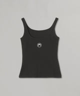 Moon Logo Ribbed Jersey Crop Tank Top-Marine Serre-Forget-me-nots Online Store