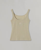 Moon Logo Ribbed Jersey Crop Tank Top-Marine Serre-Forget-me-nots Online Store