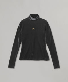 Moon Logo Velvet Fleece Ls Top-Marine Serre-Forget-me-nots Online Store