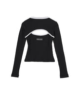 Moon Logo Bicolor Ribbed Jersey Ls Cutout-Shirt-Marine Serre-Forget-me-nots Online Store