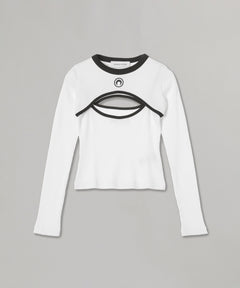 Moon Logo Bicolor Ribbed Jersey Ls Cutout-Shirt-Marine Serre-Forget-me-nots Online Store