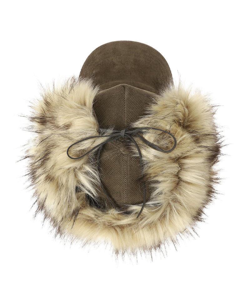 Faux Fur Corduroy Earflap Cap-OPEN YY-Forget-me-nots Online Store