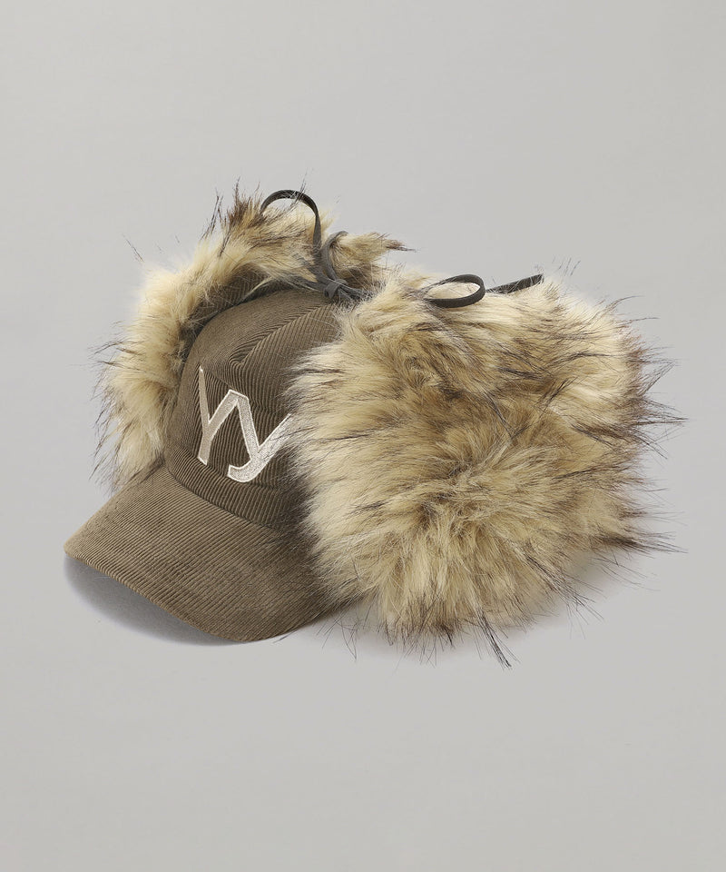 Faux Fur Corduroy Earflap Cap-OPEN YY-Forget-me-nots Online Store