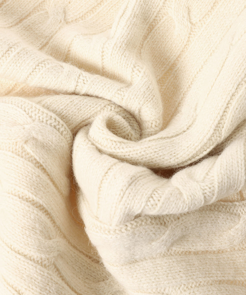 Convertible Cable Knit Hooded Scarf-OPEN YY-Forget-me-nots Online Store