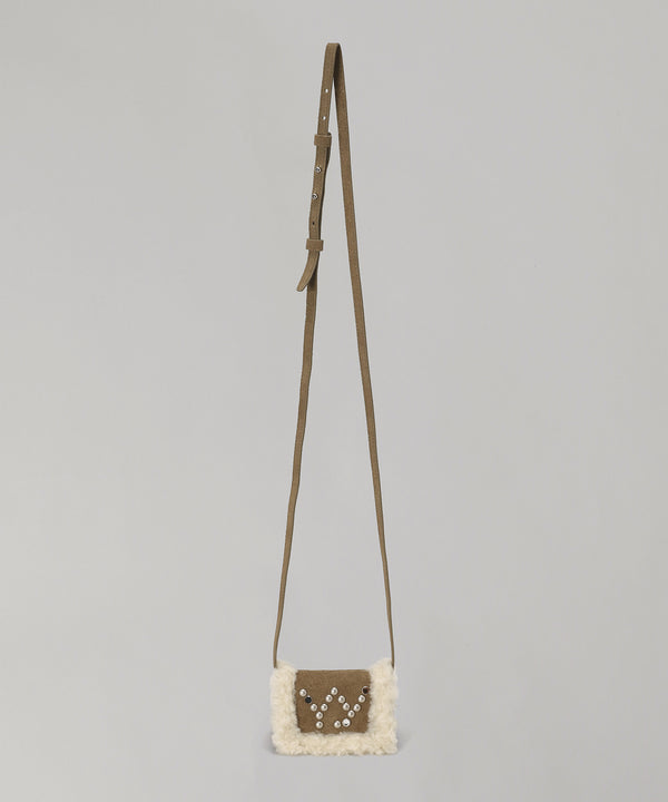 Micro Shearling Stud Wallet Bag-OPEN YY-Forget-me-nots Online Store