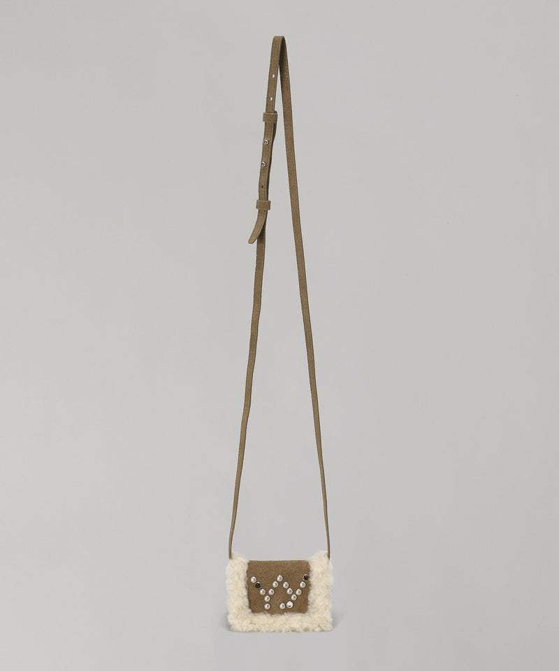 Micro Shearling Stud Wallet Bag-OPEN YY-Forget-me-nots Online Store