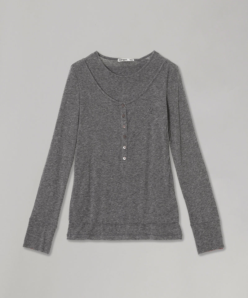Layered Henley Lounge Tee-OPEN YY-Forget-me-nots Online Store