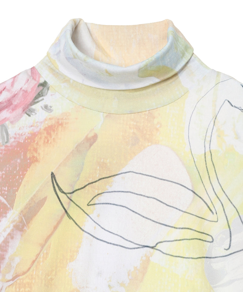 Graphic Slouch Turtleneck Tee-OPEN YY-Forget-me-nots Online Store