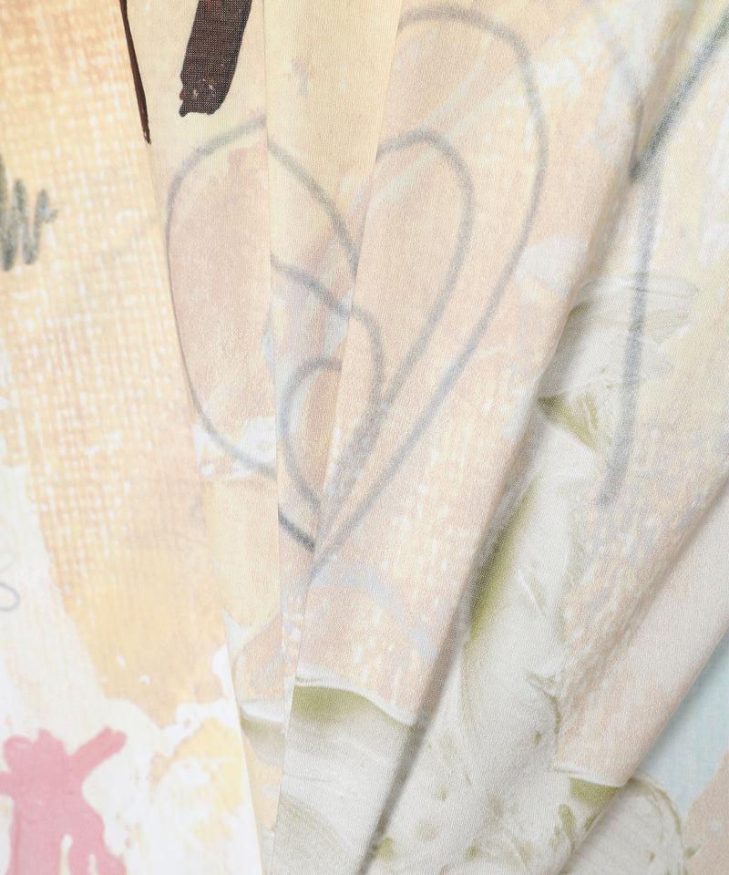 Graphic Slouch Turtleneck Tee-OPEN YY-Forget-me-nots Online Store