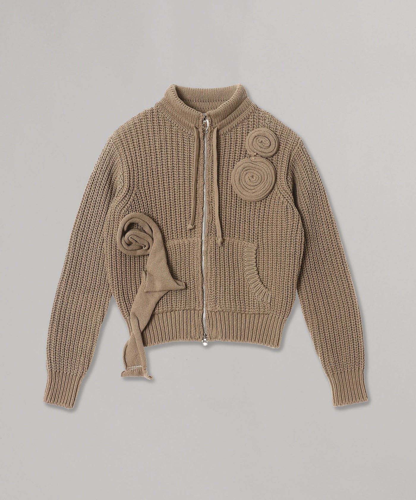 Applique Knit Zipup Jacket｜オープンワイワイ(OPEN YY)｜Forget-me
