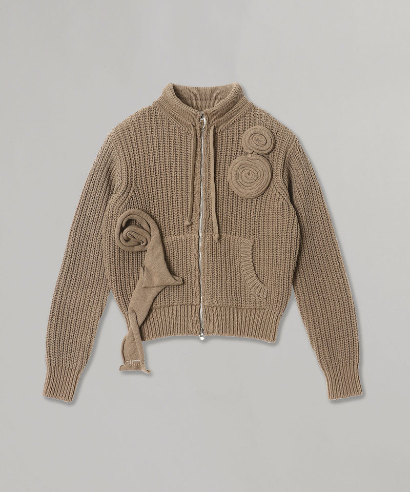 Applique Knit Zipup Jacket｜オープンワイワイ(OPEN YY)｜Forget-me 