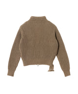Applique Knit Zipup Jacket-OPEN YY-Forget-me-nots Online Store