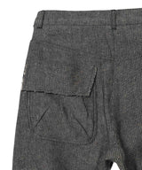Linen Panelled Raw-Cut Pants-OPEN YY-Forget-me-nots Online Store