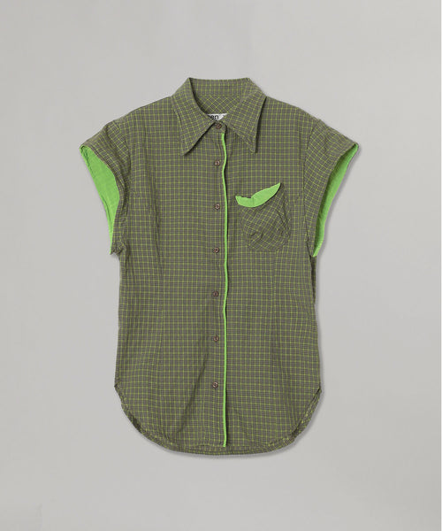 Color Block Wire Shirt-OPEN YY-Forget-me-nots Online Store