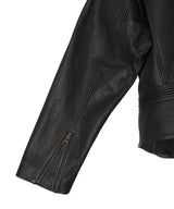Belted Leather Blouson-OPEN YY-Forget-me-nots Online Store