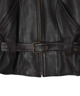 Belted Leather Blouson-OPEN YY-Forget-me-nots Online Store