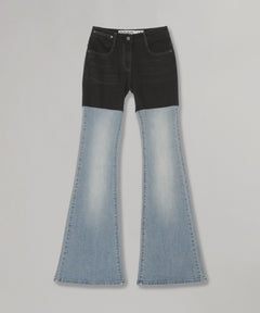 Color Block Bootcut Jeans-OPEN YY-Forget-me-nots Online Store