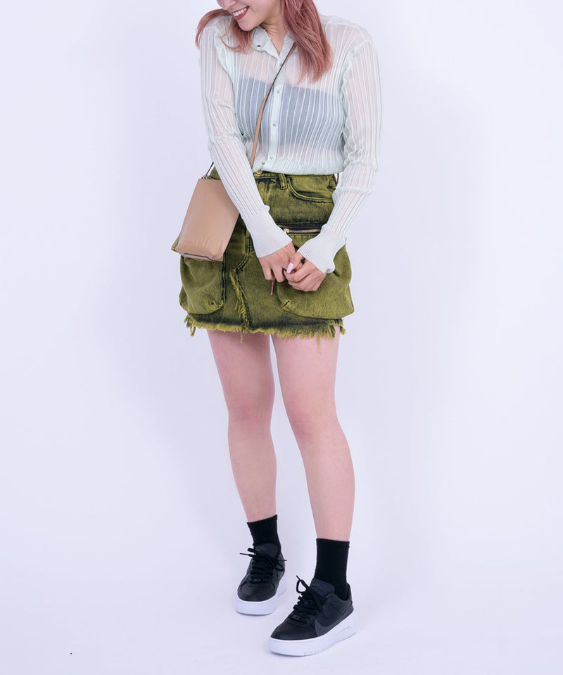 ＜Sale＞Acid Washed Cargo Skirt-Aries-Forget-me-nots Online Store