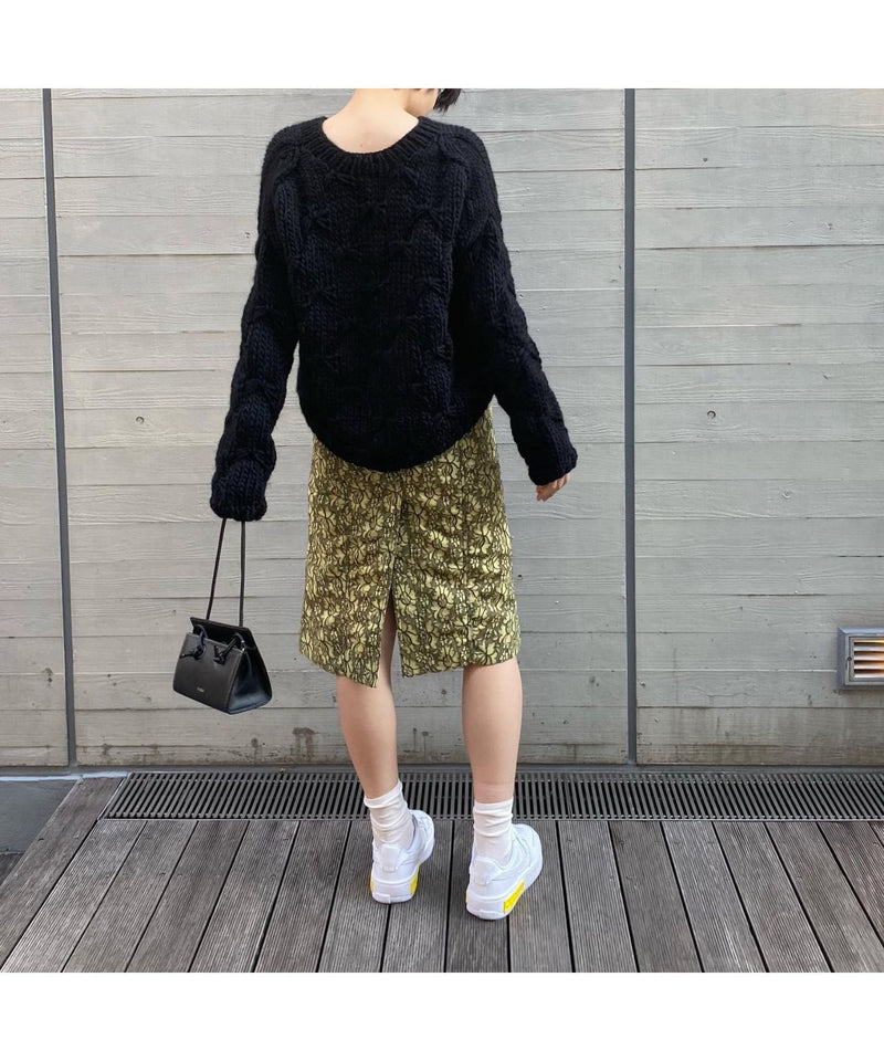 ＜Archive Sale＞Yellow Lace Layered Cotton Midi Skirt-WE11DONE-Forget-me-nots Online Store