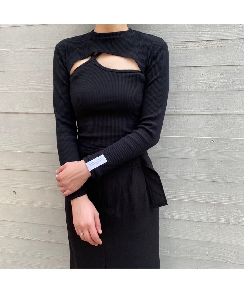 ＜Archive Sale＞Strap Jersey Top With Sleeves-rokh-Forget-me-nots Online Store