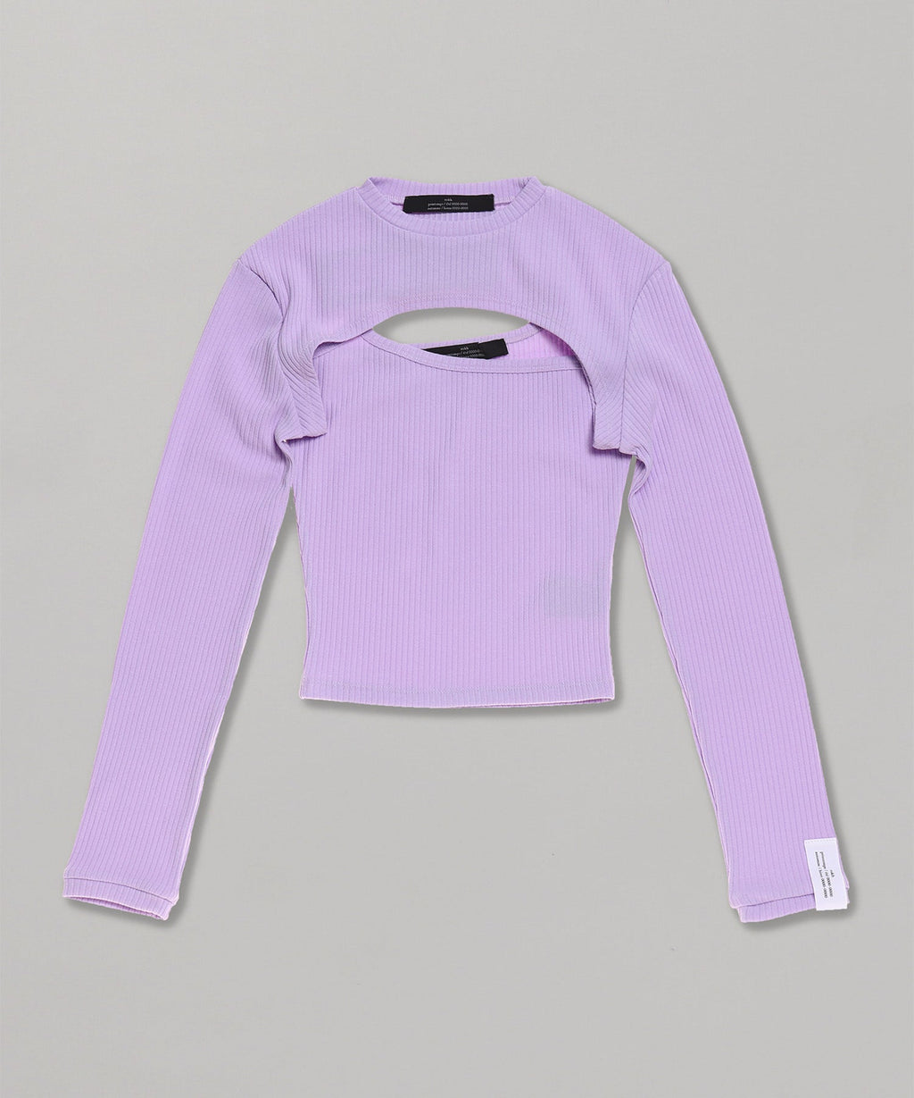 6 (ROKU) - rokh ロク STRAP JERSEY TOP WITH SLEEVES キャミソール セパレート ニット ロングスリーブ レディース パープル R0CA199 Strap Jersey Top With Sleeves｜ロック(rokh)｜Forget-me-nots Online