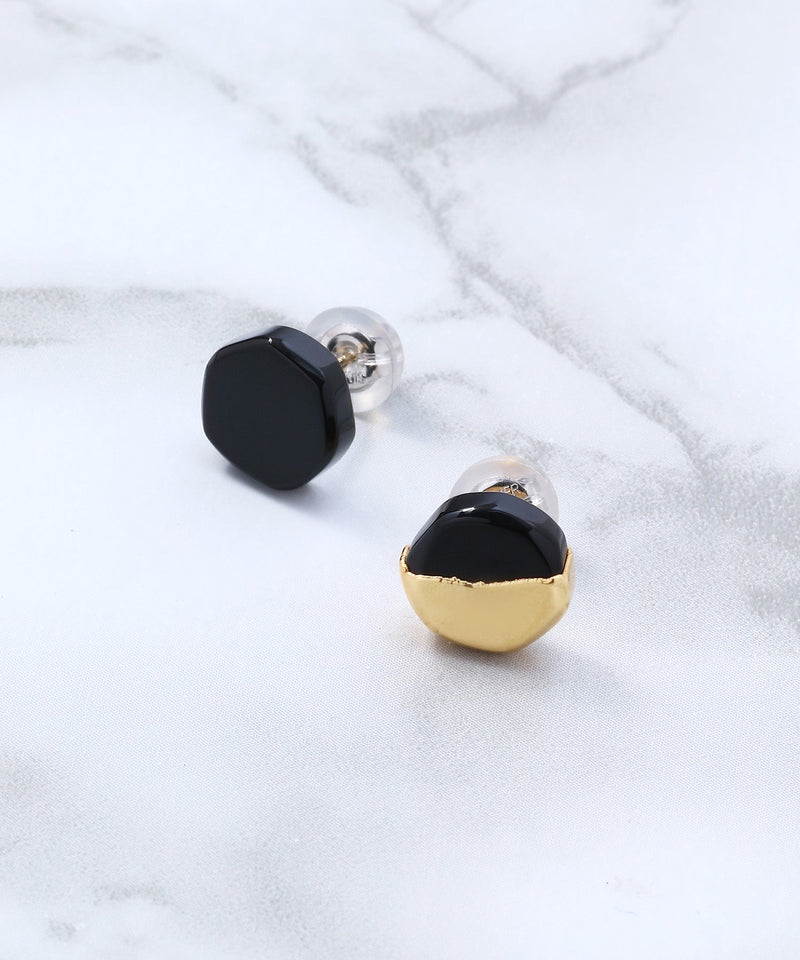 Ukishima Onyx Earrings-PREEK-Forget-me-nots Online Store