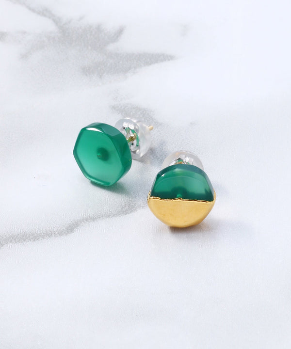 Ukishima Green Agate Earrings-PREEK-Forget-me-nots Online Store