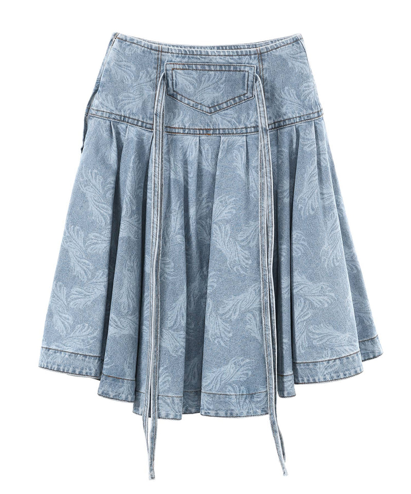 ＜Archive Sale＞Blue Allover Printed Flare Denim Long Sk-WE11DONE-Forget-me-nots Online Store