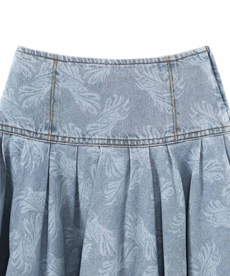 ＜Archive Sale＞Blue Allover Printed Flare Denim Long Sk-WE11DONE-Forget-me-nots Online Store
