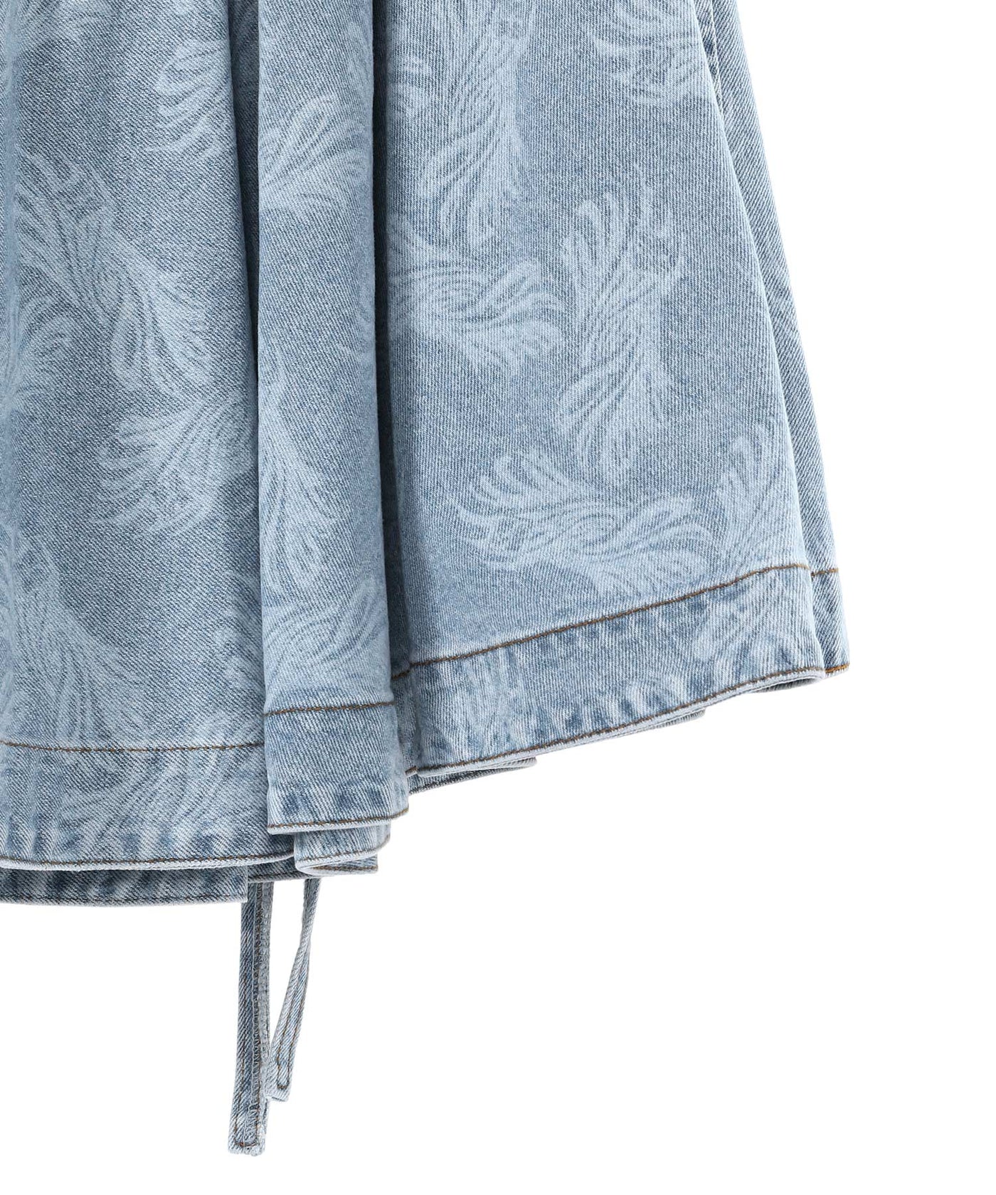 Blue Allover Printed Flare Denim Long Sk｜ウェルダン(WE11DONE 