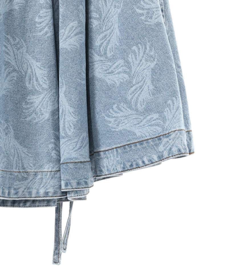 ＜Archive Sale＞Blue Allover Printed Flare Denim Long Sk-WE11DONE-Forget-me-nots Online Store